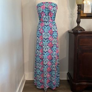 Lilly Pulitzer Marlisa Maxi Dress Bright Navy Behind The Gate Size Medium